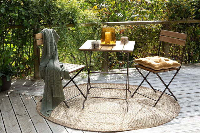 nkuku Rishikesh Reclaimed Wood & Iron Folding Table - Garden - One Size - Distressed Brown