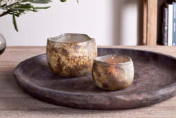 nkuku Gola Recycled Glass Tealight Holder - Candles Holders & Lanterns - Small - Antique Smoke