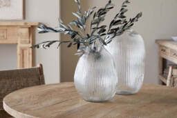 nkuku Linsy Ribbed Glass Vase - Vases & Planters - Large - Clear