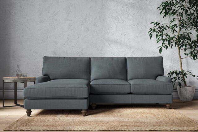 nkuku Marri Left Hand Chaise Sofa - Make To Order - Large - Brera Linen Dusk