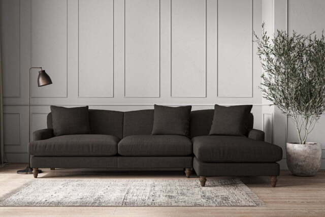 nkuku Deni Right Hand Chaise Sofa - Make To Order - Grand - Brera Linen Espresso