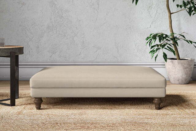 nkuku Marri Large Dining Footstool - Make To Order - Recycled Cotton Stone - No Colour