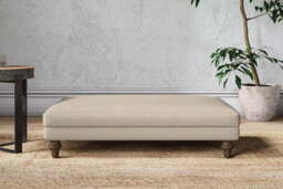 nkuku Marri Large Dining Footstool - Make To Order - Recycled Cotton Stone - No Colour