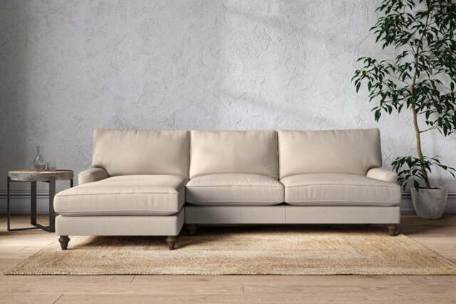 nkuku Marri Left Hand Chaise Sofa - Make To Order - Grand - Recycled Cotton Natural