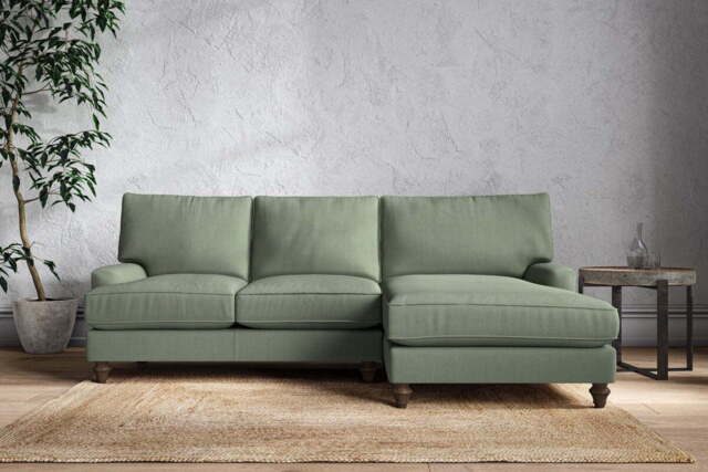 nkuku Marri Right Hand Chaise Sofa - Make To Order - Large - Brera Linen Jade