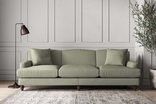 nkuku Deni Sofa - Make To Order - Super Grand - Recycled Cotton Seaspray