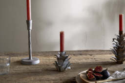 nkuku Elagalu Pine Cone Candle Holders Set Of 2 - Christmas Decorations - Aged Zinc