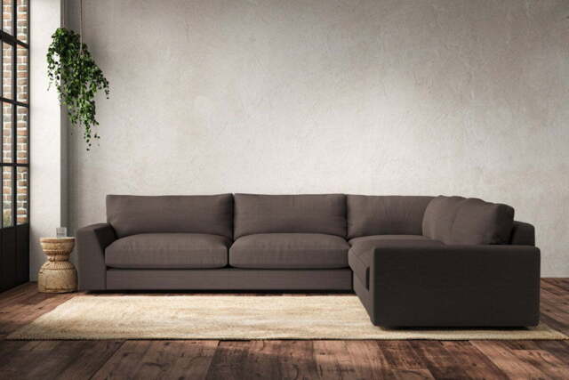nkuku Guddu Right Hand Corner Sofa - Make To Order - Grand - Recycled Cotton Mocha