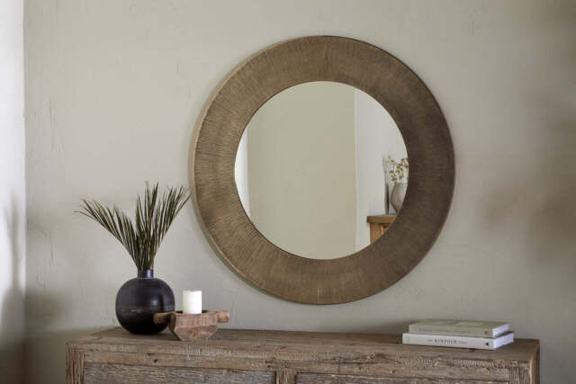 nkuku Moto Round Mirror - Mirrors - One Size - Antique Brass