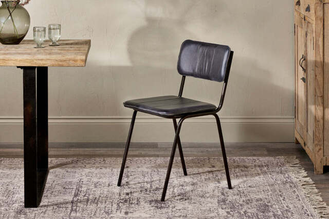 nkuku Ukari Leather Dining Chair - Seating - One Size - Aged Black