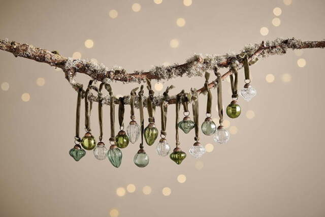 nkuku Adisa Bauble Jar Set Of 16 - Christmas Decorations - Mixed Green/Clear