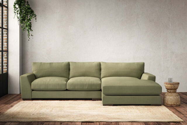 nkuku Guddu Right Hand Chaise Sofa - Make To Order - Medium - Brera Linen Sage