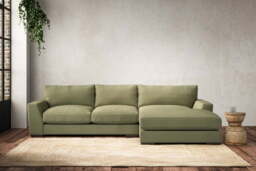 nkuku Guddu Right Hand Chaise Sofa - Make To Order - Medium - Brera Linen Sage