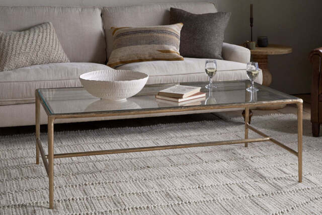 nkuku Gilasi Cast Metal & Glass Coffee Table - Tables - One Size - Antique Brass