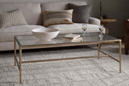 nkuku Gilasi Cast Metal & Glass Coffee Table - Tables - One Size - Antique Brass
