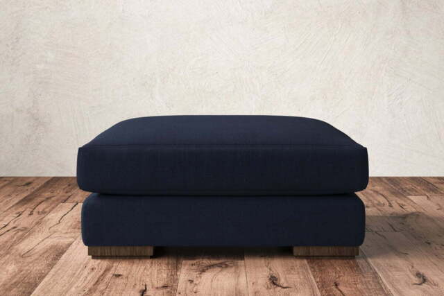 nkuku Guddu Dining Footstool - Make To Order - Large - Brera Linen Indigo