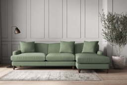 nkuku Deni Right Hand Chaise Sofa - Make To Order - Grand - Brera Linen Jade