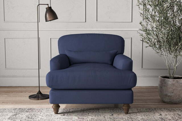 nkuku Deni Armchair - Make To Order - Recycled Cotton Navy - No Colour