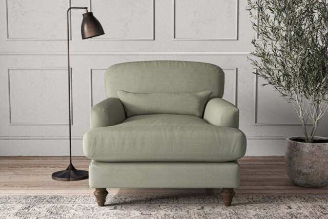 nkuku Deni Armchair - Make To Order - One Size - Recycled Cotton Seaspray