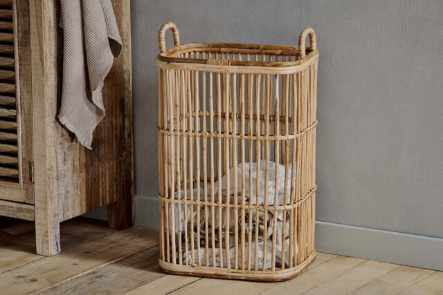 nkuku Rammi Rattan Tall Laundry Basket - Storage - One Size - Natural