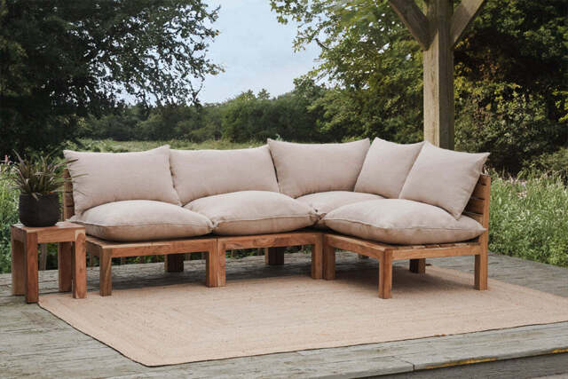 nkuku Anbarasi Acacia Modular Sofa - Garden - Natural - 76 x 320 x 80 cm