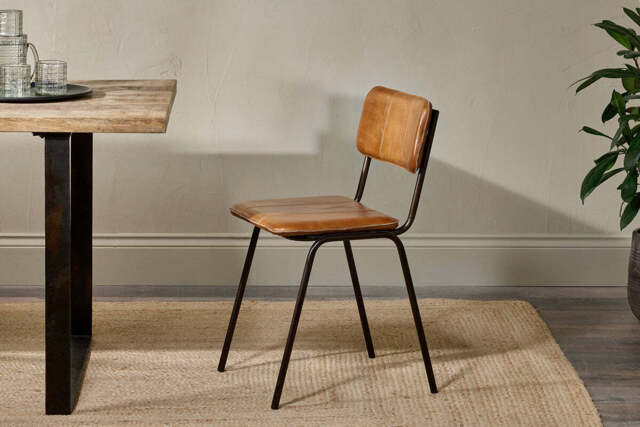 nkuku Ukari Leather Dining Chair - Seating - One Size - Aged Tan