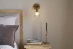 nkuku Davika Ribbed Glass Task Wall Lamp - Lights - One Size - Antique Brass & Clear Glass