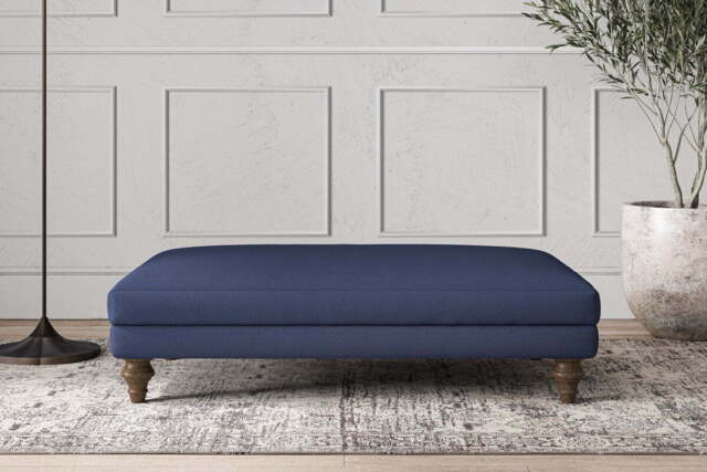 nkuku Deni Large Dining Footstool - Make To Order - Recycled Cotton Navy - No Colour