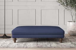 nkuku Deni Large Dining Footstool - Make To Order - Recycled Cotton Navy - No Colour