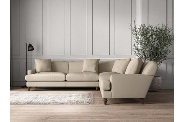 nkuku Deni Corner Sofa - Make To Order - Grand - Recycled Cotton Stone