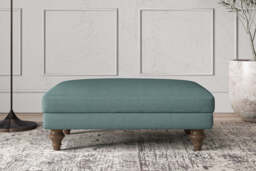 nkuku Deni Dining Footstool - Make To Order - Medium - Recycled Cotton Airforce