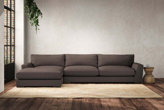 nkuku Guddu Left Hand Chaise Sofa - Make To Order - Grand - Recycled Cotton Mocha