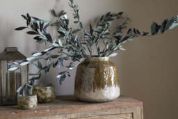 nkuku Melina Reactive Glaze Vase - Vases & Planters - One Size - Olive & Natural