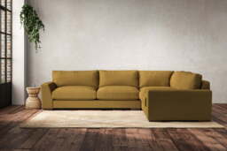 nkuku Guddu Large Right Hand Corner Sofa - Make To Order - Recycled Cotton Ochre - No Colour