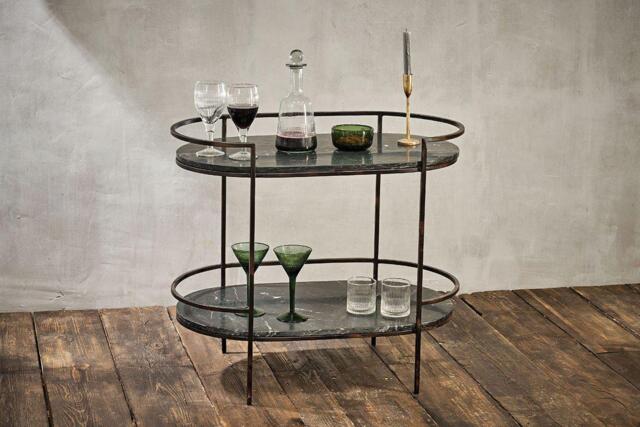 nkuku Karoko Marble Drinks Table - Tables - One Size - Black