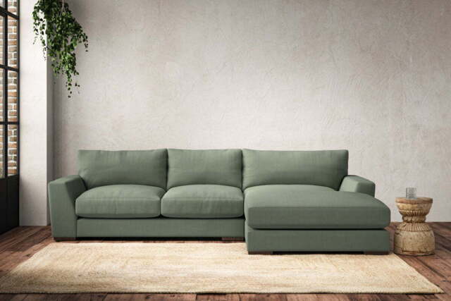 nkuku Guddu Right Hand Chaise Sofa - Make To Order - Medium - Brera Linen Jade
