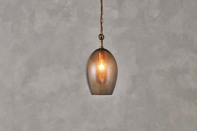nkuku Otoro Recycled Glass Pendant Oval - Lights - Small Oval - Smoke