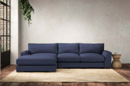 nkuku Guddu Left Hand Chaise Sofa - Make To Order - Medium - Recycled Cotton Navy