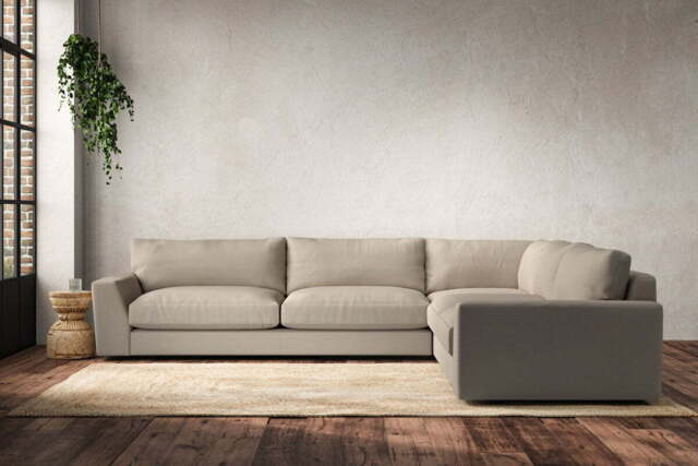 nkuku Guddu Right Hand Corner Sofa - Make To Order - Grand - Recycled Cotton Stone