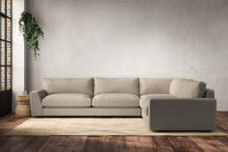 nkuku Guddu Right Hand Corner Sofa - Make To Order - Grand - Recycled Cotton Stone