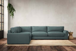 nkuku Guddu Left Hand Corner Sofa - Make To Order - Grand - Recycled Cotton Airforce