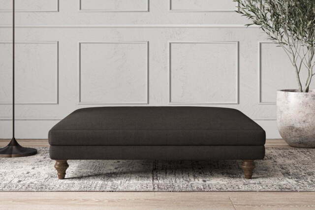 nkuku Deni Dining Footstool - Make To Order - Grand - Brera Linen Espresso