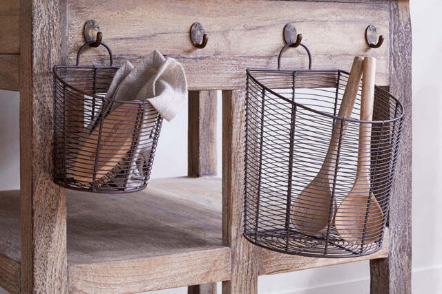nkuku Inkollu Wall Hung Baskets Set Of 2 - Storage - Aged Brass