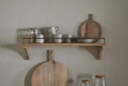 nkuku Meera Mango Wood & Iron Gallery Shelf - Storage Furniture - Large - Natural