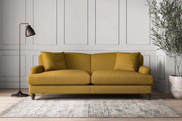 nkuku Deni Sofa - Make To Order - Grand - Recycled Cotton Ochre
