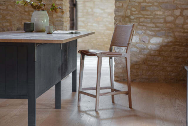 nkuku Nayan Leather & Jute Counter Dining Chair - Seating - One Size - Tan