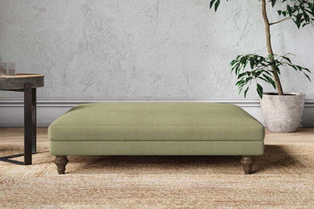 nkuku Marri Dining Footstool - Make To Order - Grand - Brera Linen Sage