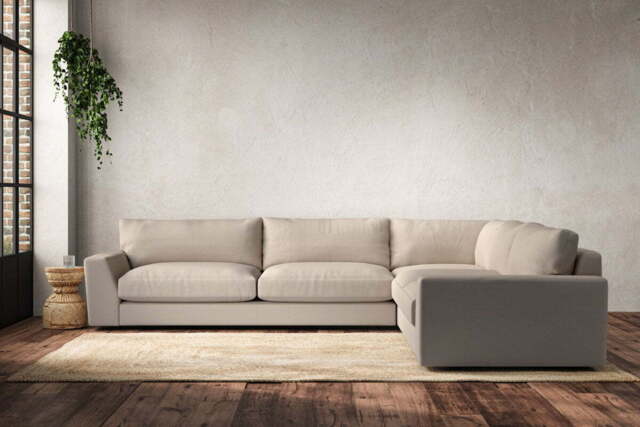 nkuku Guddu Right Hand Corner Sofa - Make To Order - Grand - Recycled Cotton Natural