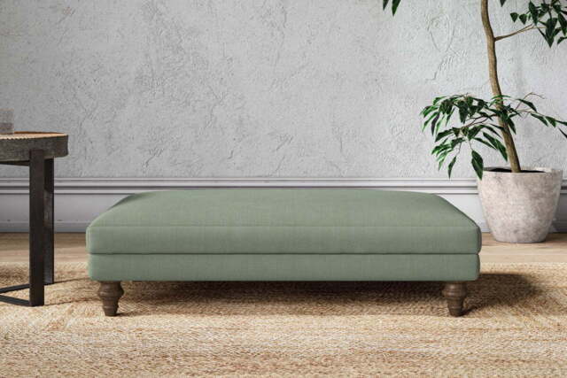 nkuku Marri Dining Footstool - Make To Order - Large - Brera Linen Jade