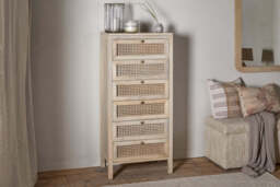 nkuku Kanz Mango Wood Tall Boy Chest Of Drawers - Bedroom Furniture - One Size - Natural